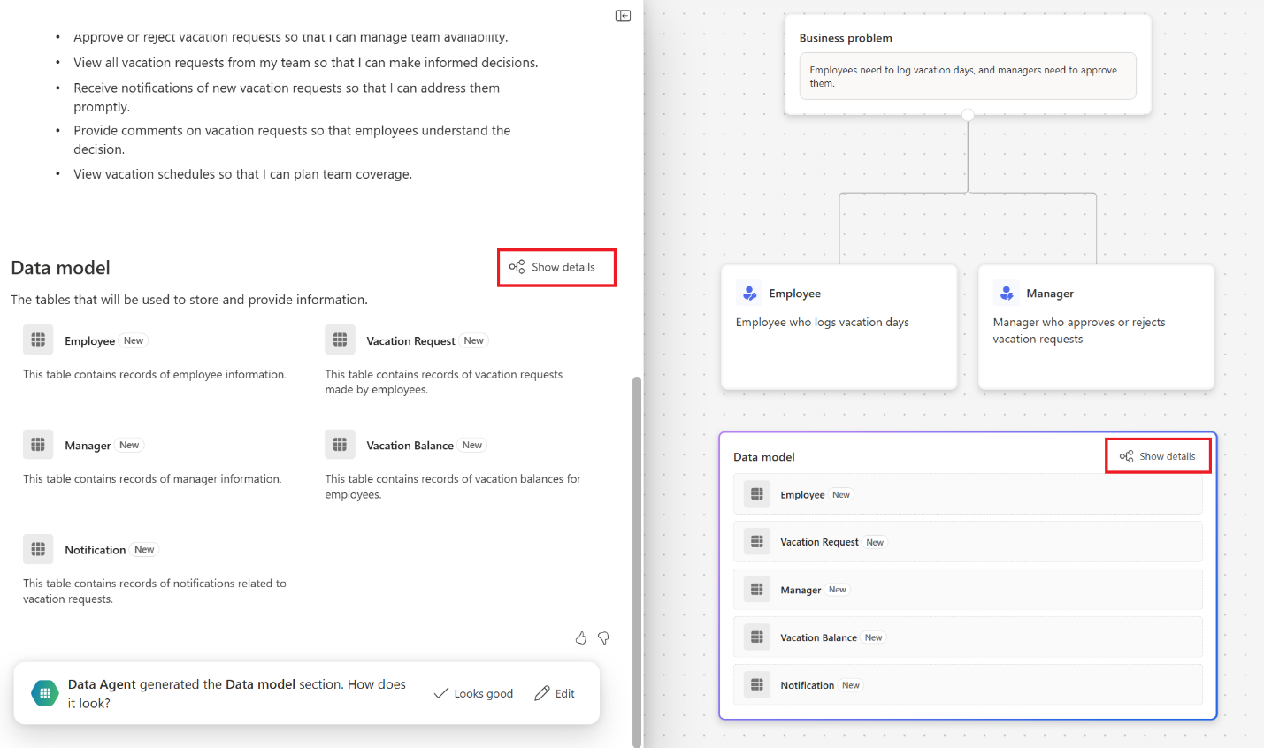 Screenshot of the **Show details** button to view or edit data.
