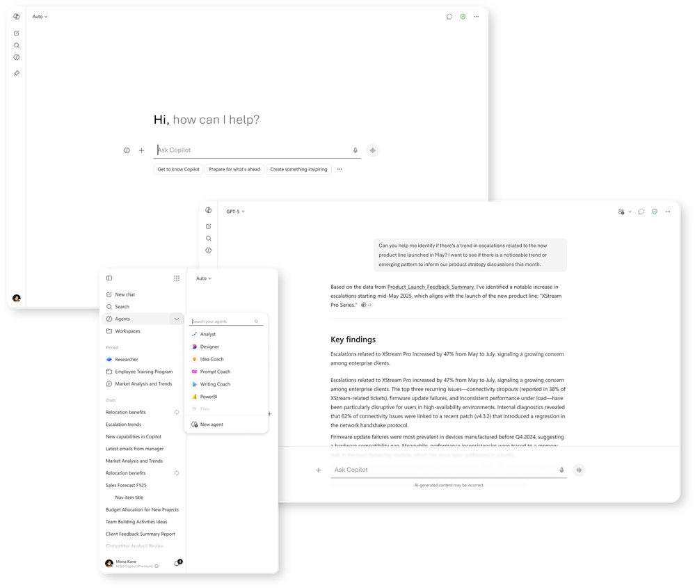 Giao diện Copilot Notebooks mới trong ứng dụng Microsoft 365 Copilot